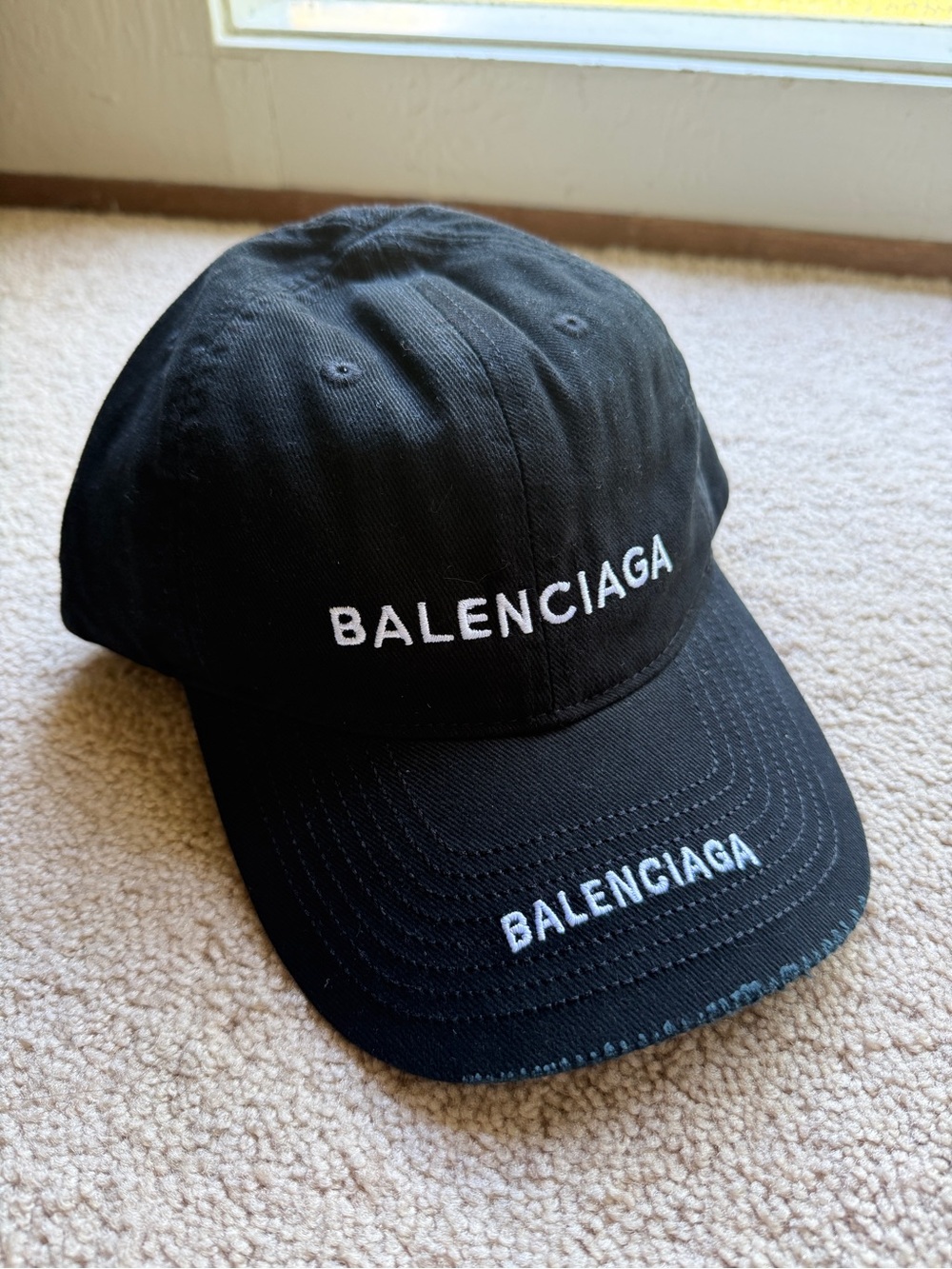 Balenciaga Black Logo Cap with White Text